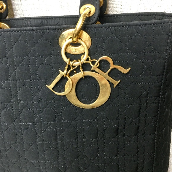 Authentic Christian Dior Lady Dior Canage Handbag black nylon canvas - Picture 3 of 16